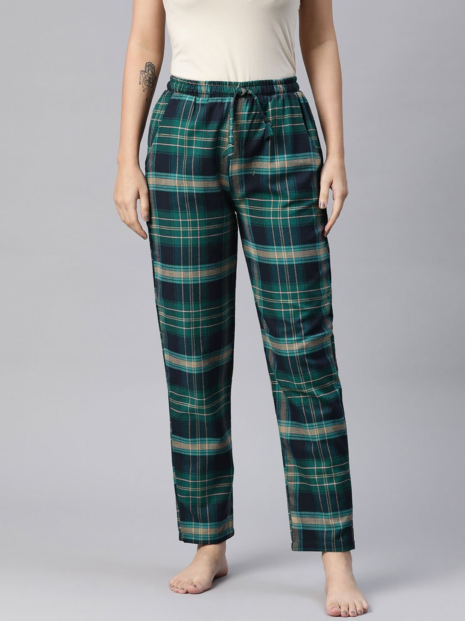 One Femme Green Check Pyjamas