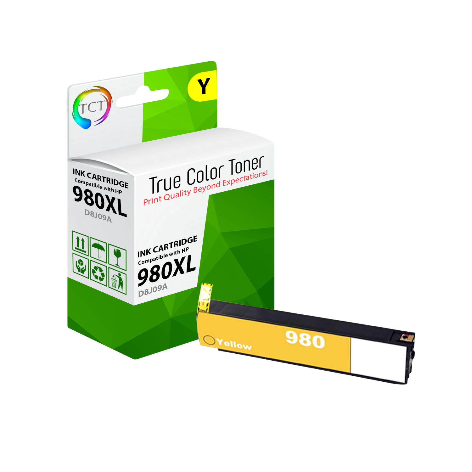 TCT Compatible Ink Cartridge Replacement for HP 980 works with HP OfficeJet Enterprise X555dn X555xh X585dn X585f X585z Printers (Black D8J10A, Cyan D8J07A, Magenta D8J08A, Yellow D8J09A ) - 4 Pack