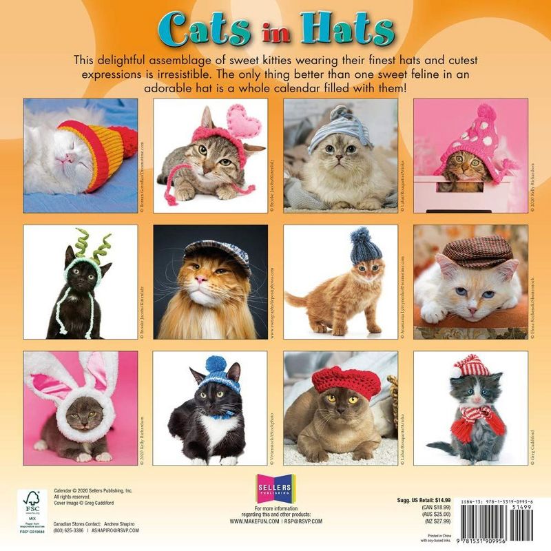 2021 Cats in Hats 16-Month Wall Calendar [Calendar] Sellers Publishing