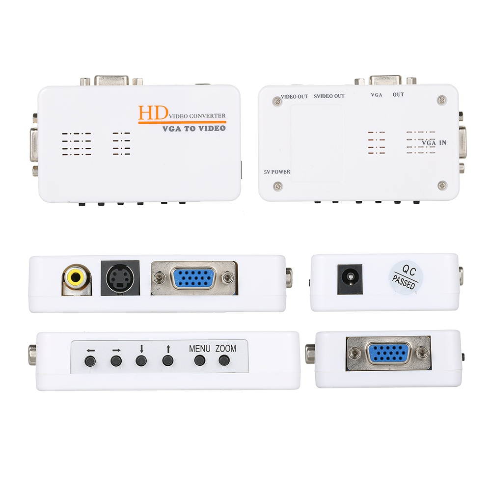 VGA to RCA S-Video Adapter PC Laptop to TV Video Converter Composite Switch Box