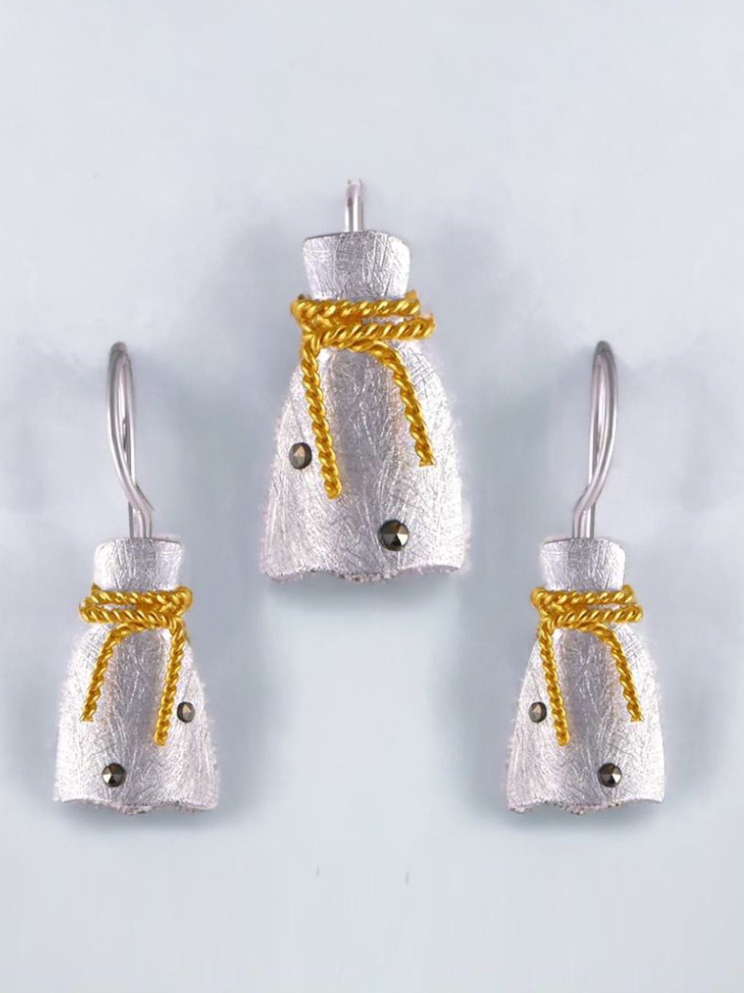 Rihi by P.C. Chandra Jewellers 925 Silver Potli Pendant & Earring Set for Women & Girls