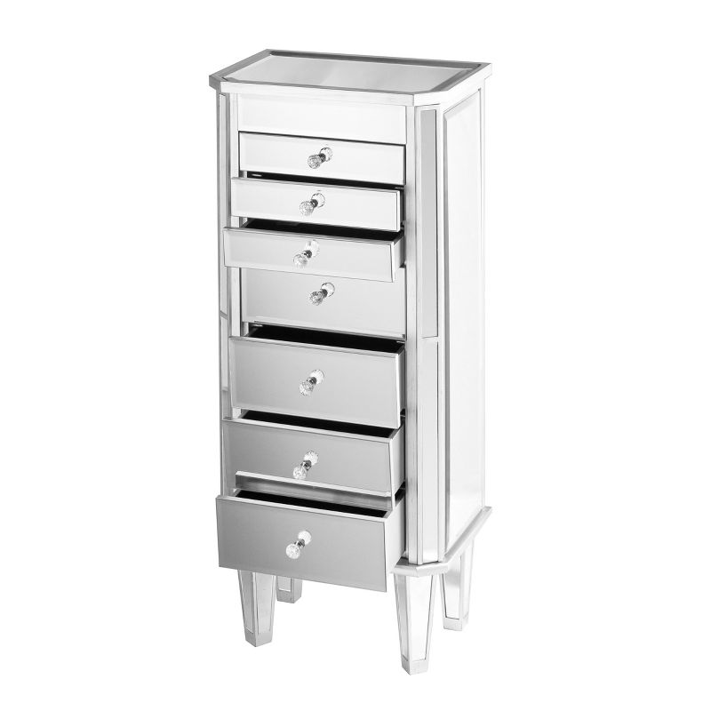 Melanie 7 Drawer Glam Jewelry Armoire Mirrored/Brushed - Aiden Lane
