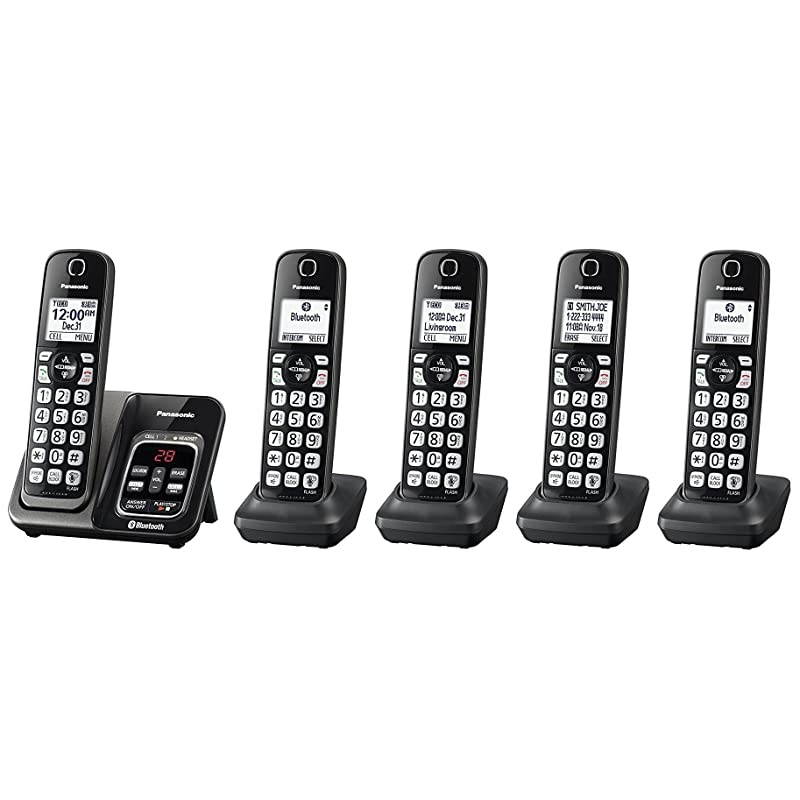 KX-TGD564M plus one KX-TGDA51M handset Link2Cell Bluetooth Cordless Phone with Voice Assist and Answering Machine - 5 Handsets (Renewed) (KX-TGD563M +2, KX-TGD562M +3)