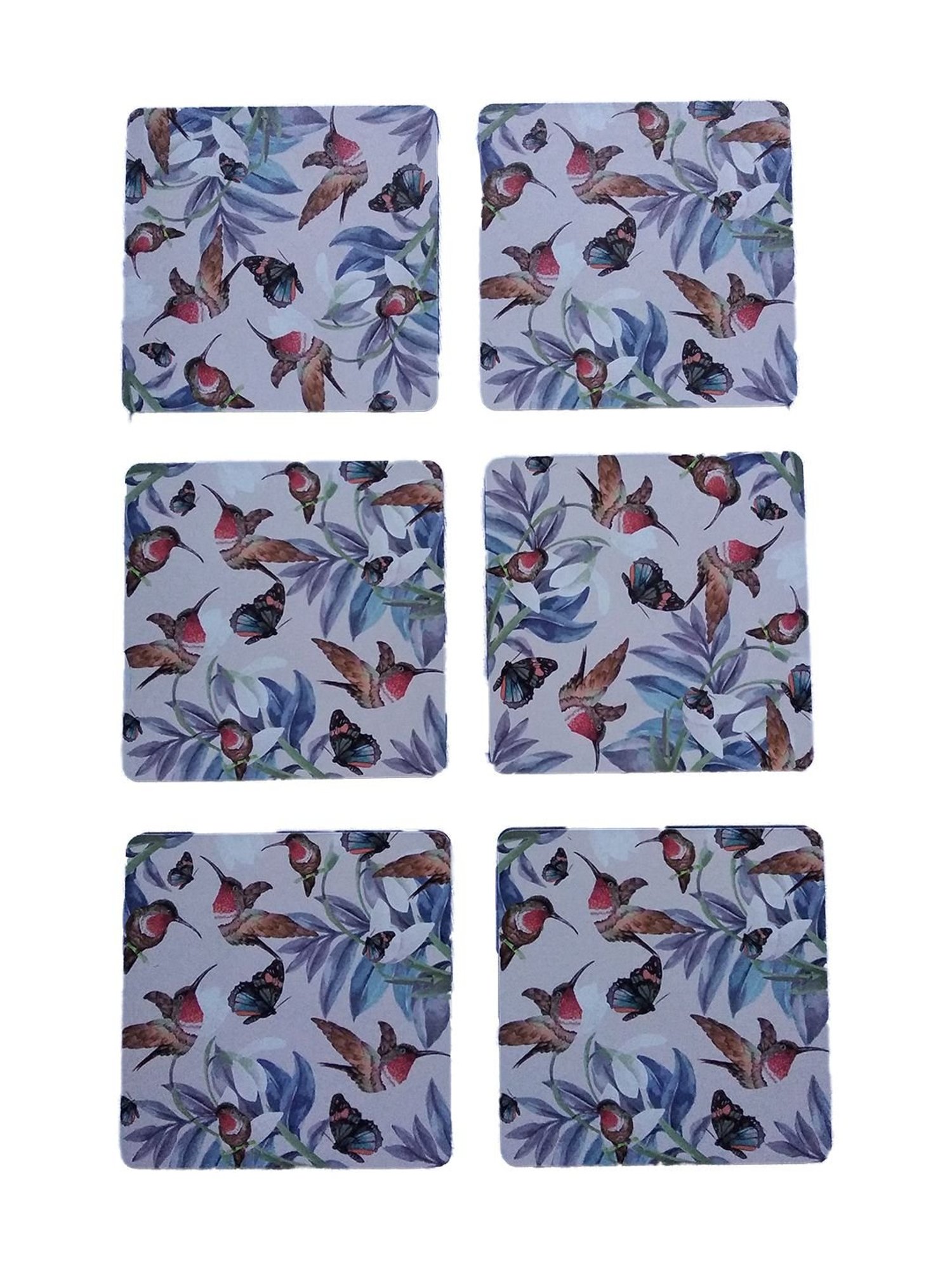 Crayton Square Printed MDF Coaster with Holder - Set of 6