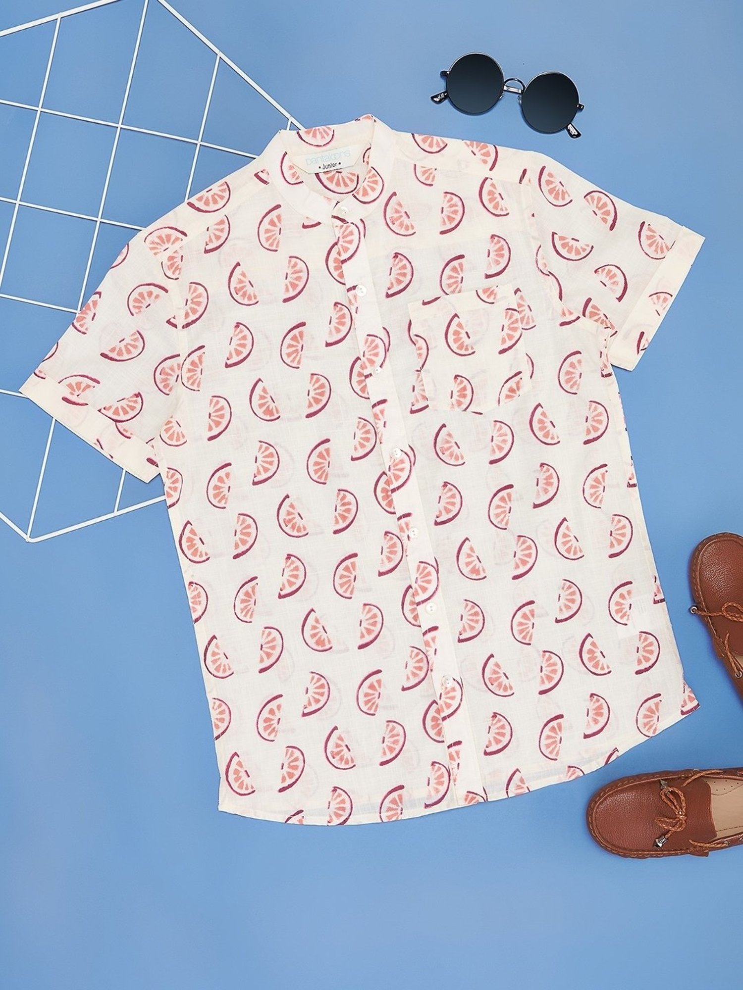 Indus Route by Pantaloons Boys Pink Print Shirt