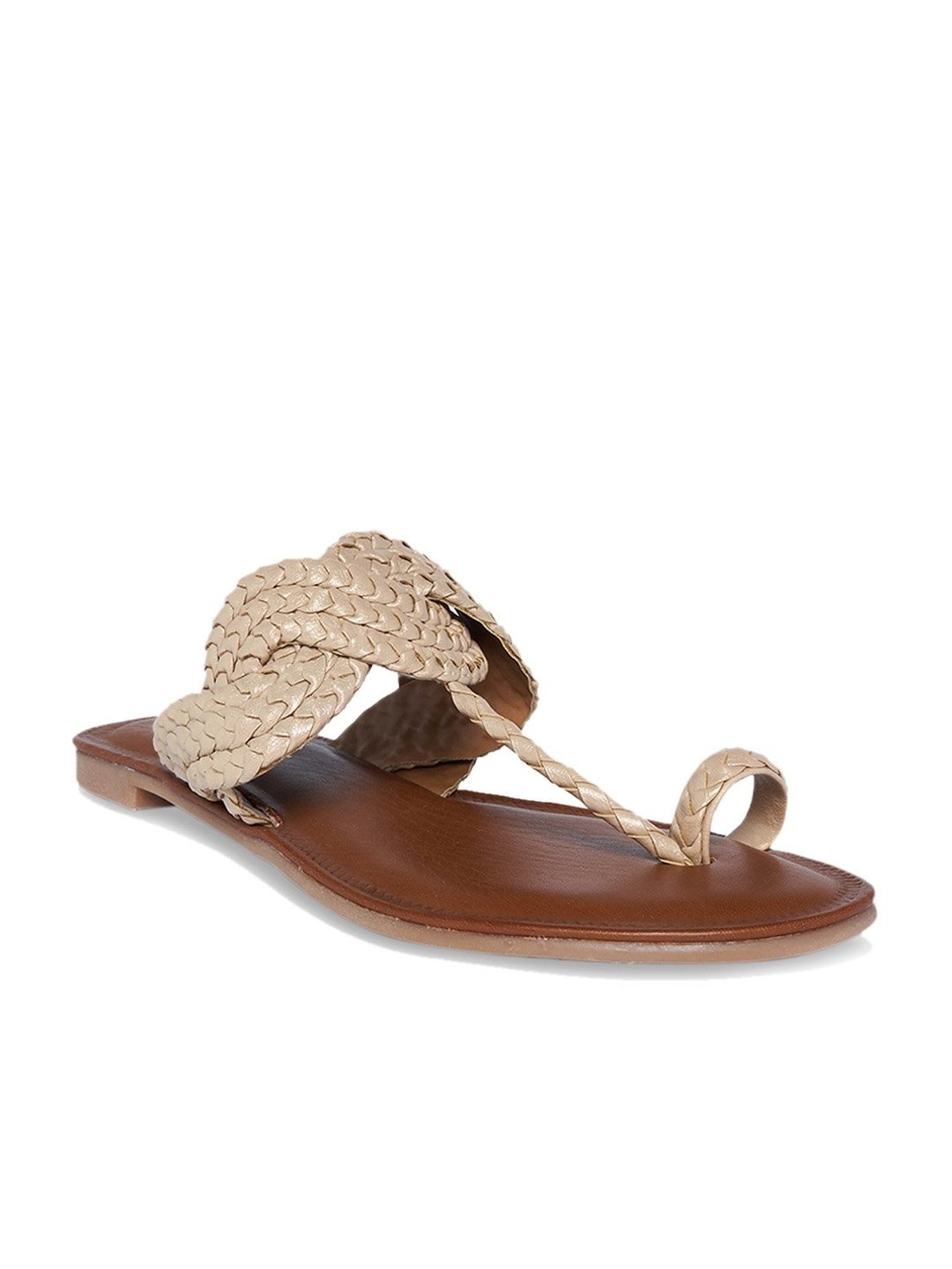 Forever Glam by Pantaloons Women's Beige Toe Ring Sandals