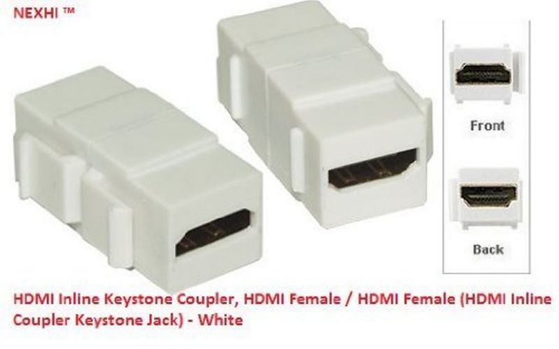 Nexhi&reg; HDMI Inline Keystone Coupler, HDMI Female / HDMI Female (HDMI Inline Coupler Keystone Jack) - White