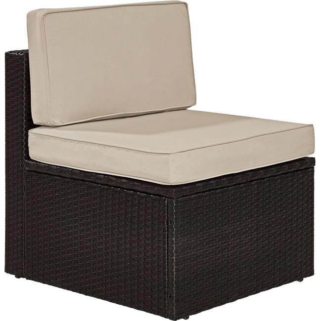 Crosley KO70090BR-SA Palm Harbor Outdoor Wicker Center Chair with Sand Cushions - Brown