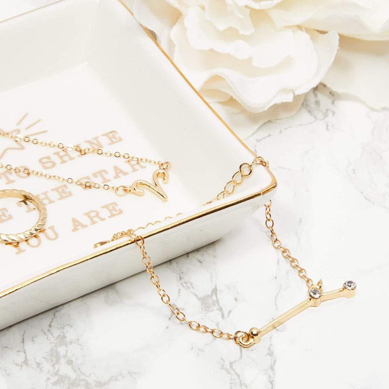 Zodaca 2 Piece Aries Zodiac Necklace and Bracelet Jewelry Set for Women, Gold