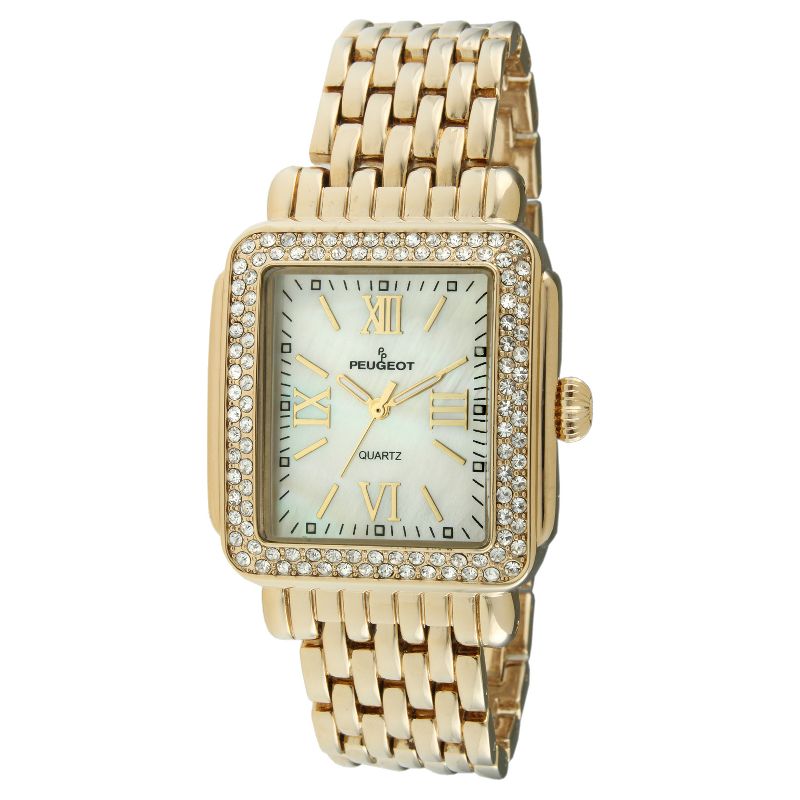 Peugeot Women's Gold tone crystal bezel watch