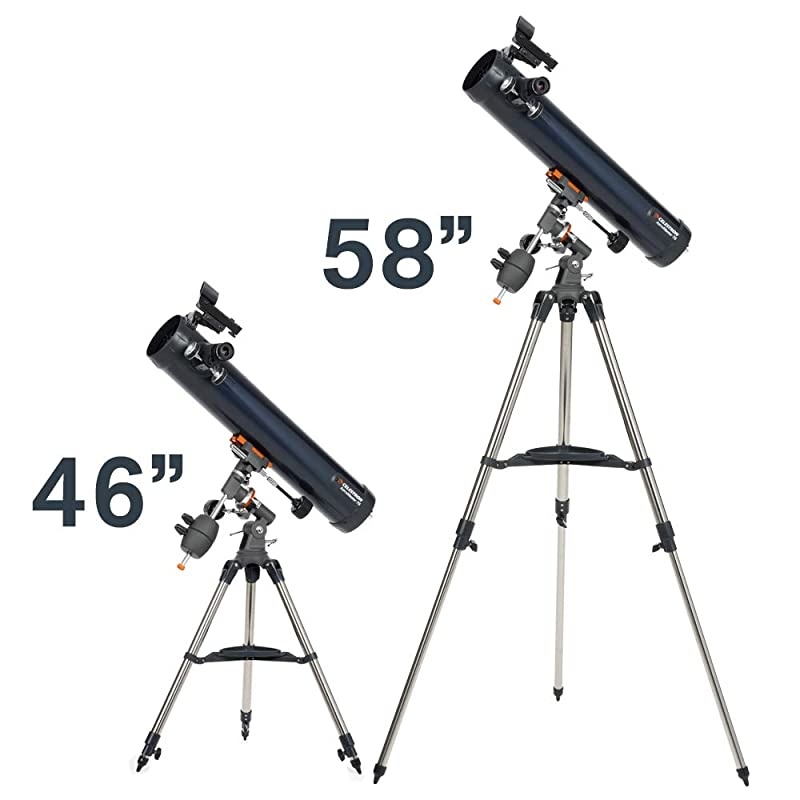 AstroMaster 76EQ Newtonian Telescope Reflector Telescope for Beginners FullyCoated Glass Optics AdjustableHeight Tripod BONUS Astronomy Software Package