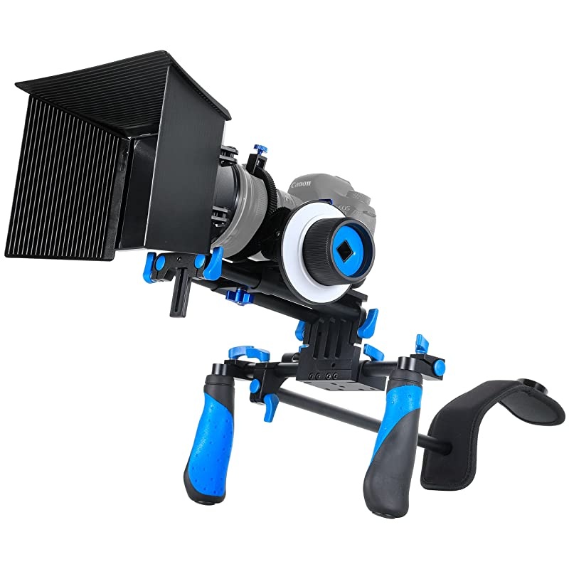 DSLR Rig Movie Kit Shoulder Mount Rig with Follow Focus and Matte Box for All DSLR Cameras and Video Camcorders
