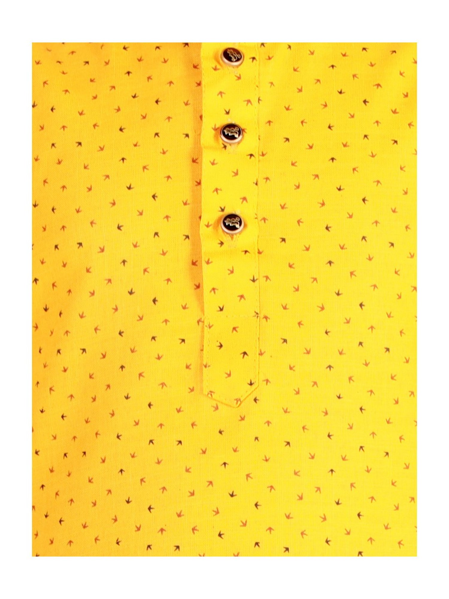 Pro-Ethic Style Developer Kids Yellow & White Printed Full Sleeves Kurta with Pyjamas