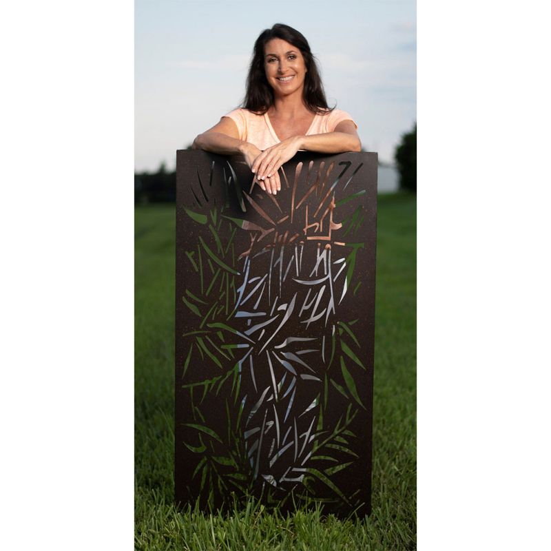 Stratco Decorative Laser Cut 6 x 3 Foot Lightweight Steel Metal Privacy Screen Wall Art Hanging Panel for Walls and Fences, Jungle Design, Set of 2