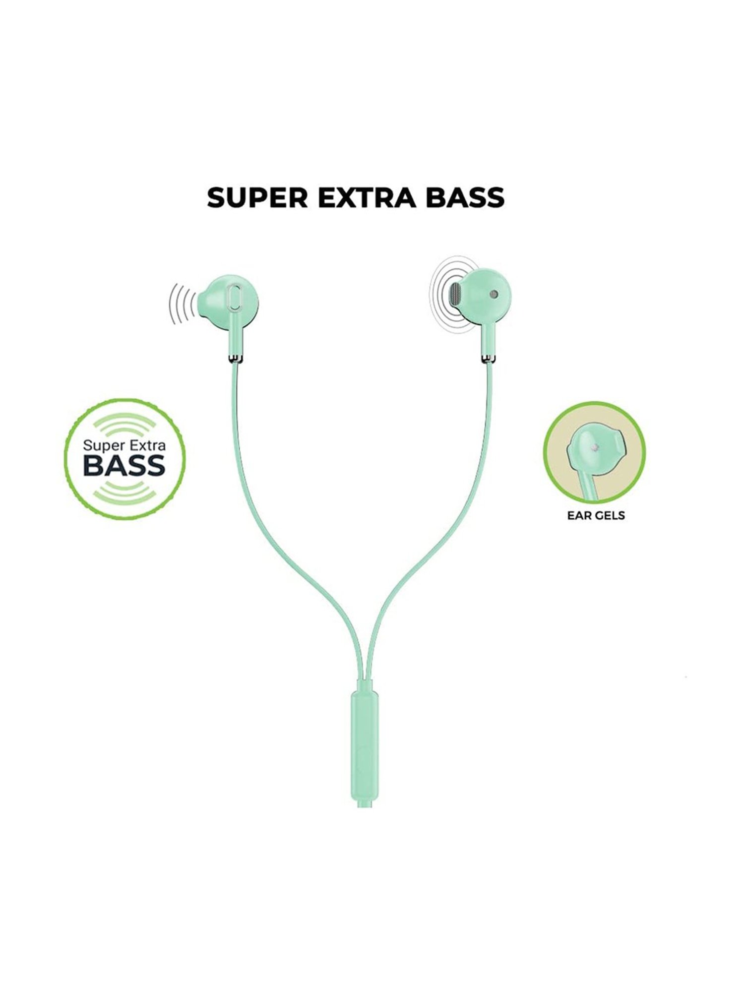 ULTRAPROLINK Pastels UM1130, 10mm Noise Isolation Drivers, Hands Free Earphones with mic (Green)