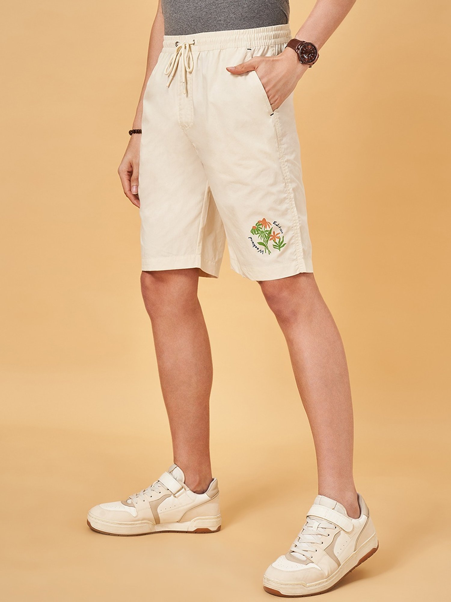 Urban Ranger by Pantaloons Cloud Dancer Cotton Comfort Fit Shorts