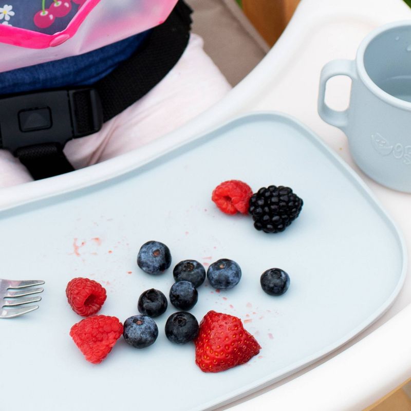 green sprouts Baby Mealtime Set Easywear Bibs Mini Platemat Gray/Aqua - 4pc