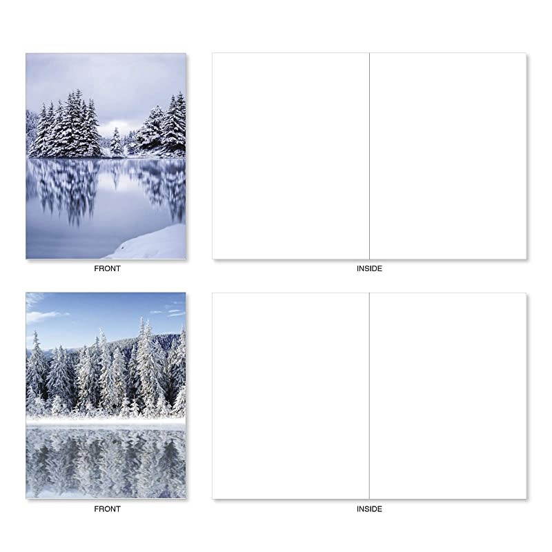 Box of 10 White Landscapes Blank Note Cards with Envelopes 4 x 512 Inch Beauty of Nature All Occasion Greeting Cards Assorted Boxed Notecard Set AM6134OCBB1x10