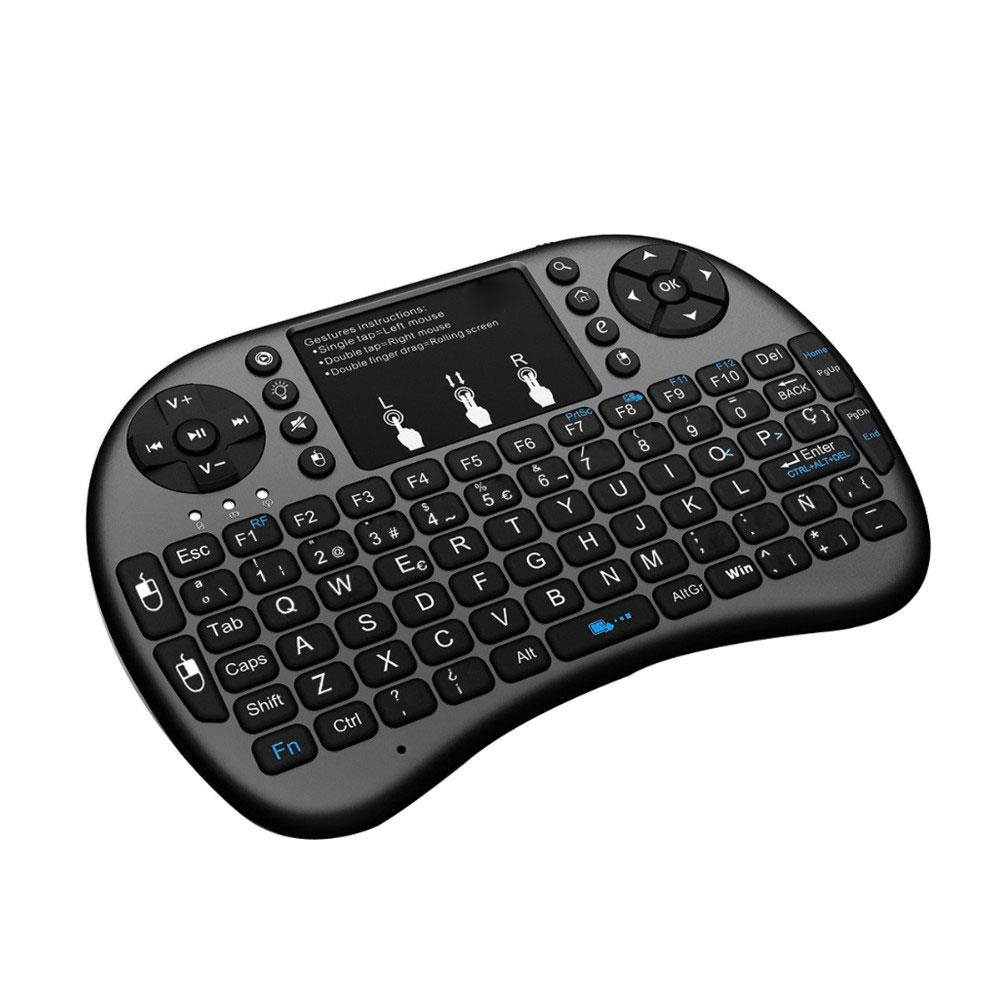 i8  2.4GHz Mini Backlight Wireless Keyboard with Touchpad Black