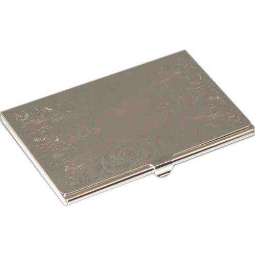 Silver Plated Business Card Case With Filigree & Oval Design