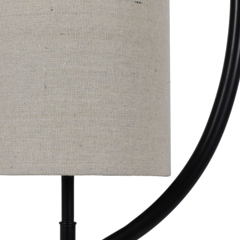 Possini Euro Design Industrial Table Lamp Oil Rubbed Bronze Clear Glass Burlap Tapered Drum Shade for Living Room Bedroom Bedside
