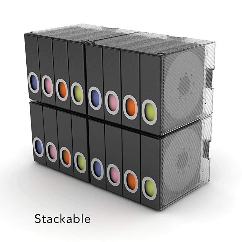 Polypropylene Sleeve Disc Organizer Stack amp Lock Categorize Cds In 4 ColorCoded Binders for 96 Discs Total In Black PN96635496