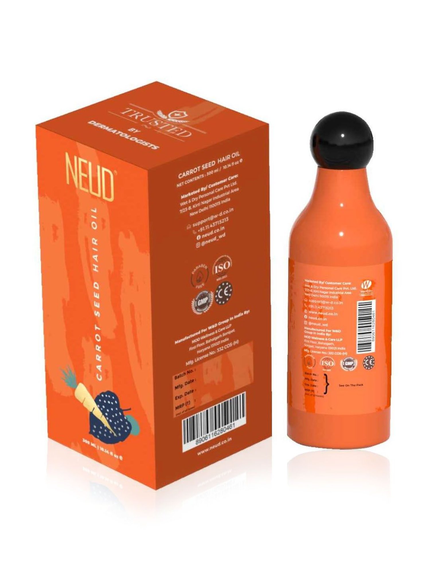 NEUD Carrot Seed Premium Hair Oil for Men & Women - 1 Pack - 300 ml