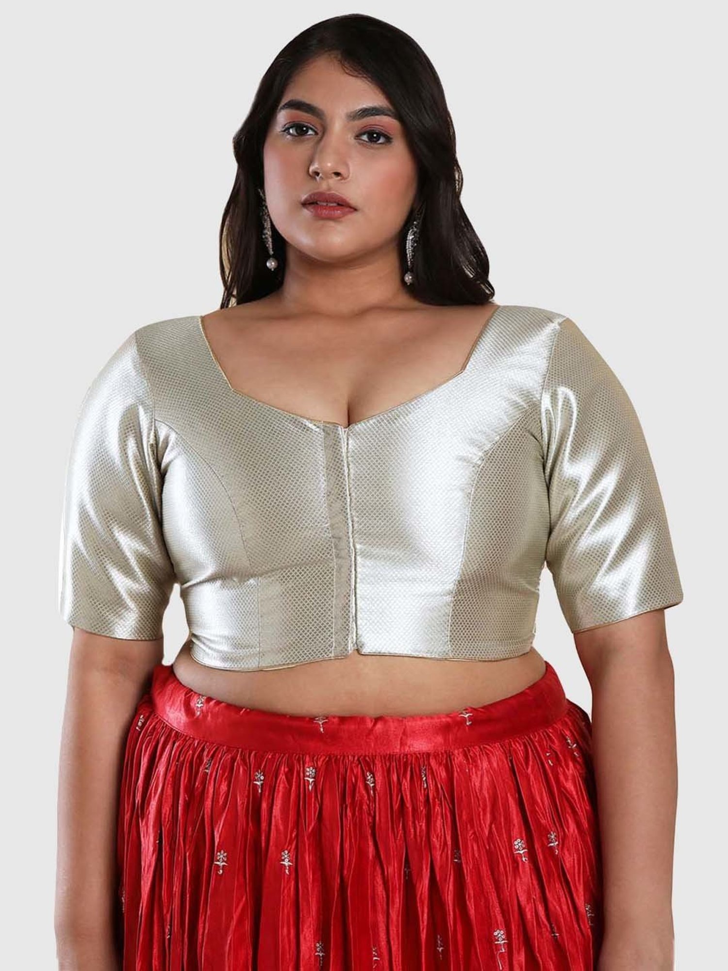 Salwar Studio Silver Textured Pattern Blouse