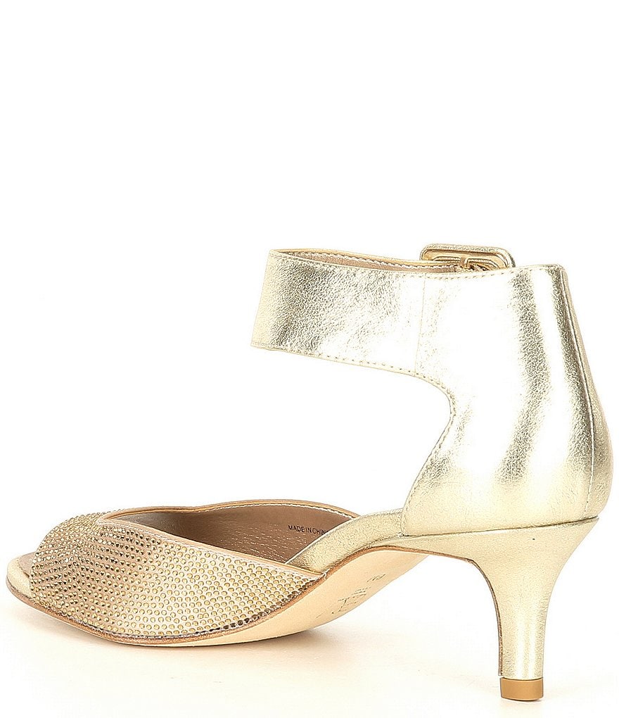 Pelle Moda Berlin6 Metallic Suede Crystal Embellished Dress Sandals