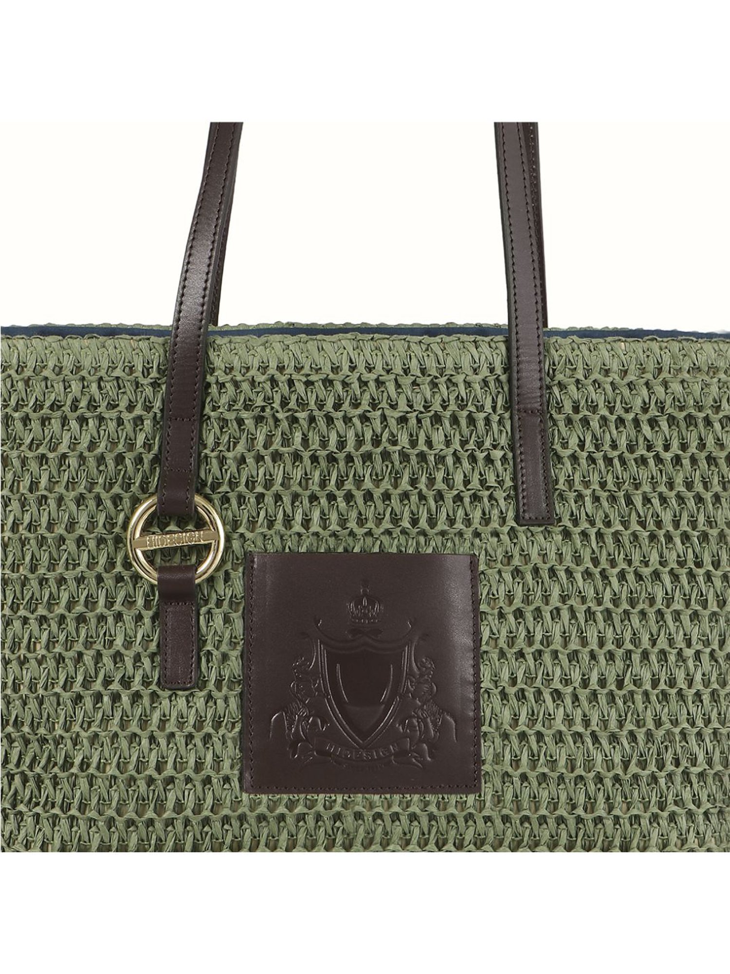 Hidesign Green Textured Medium Tote Handbag
