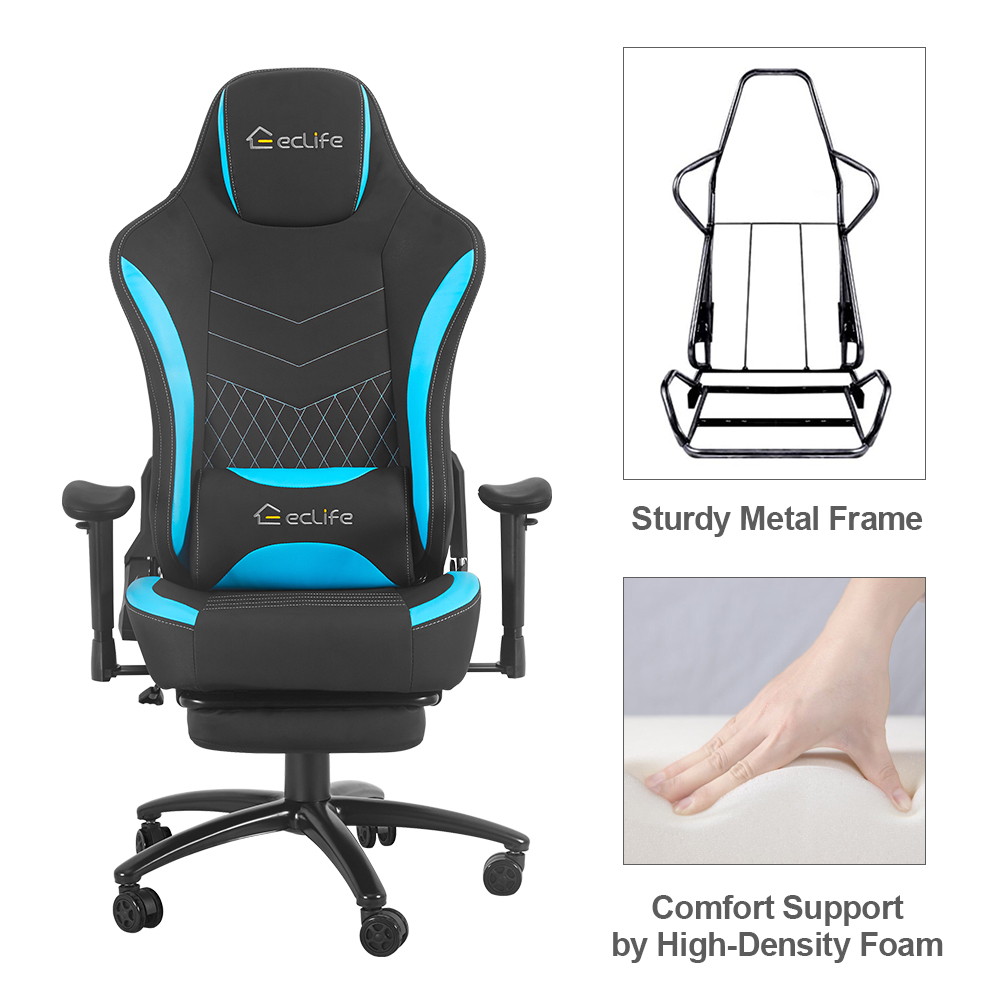 Ergonomic Racing Style Gaming Chair LUCKWIND Racing Chair
Massage Gaming Chair Office Chair Height Adjustment Recliner Swivel Rocker With Retraceable Footrest And  Massage Lumbar Pad E-Sports Chair