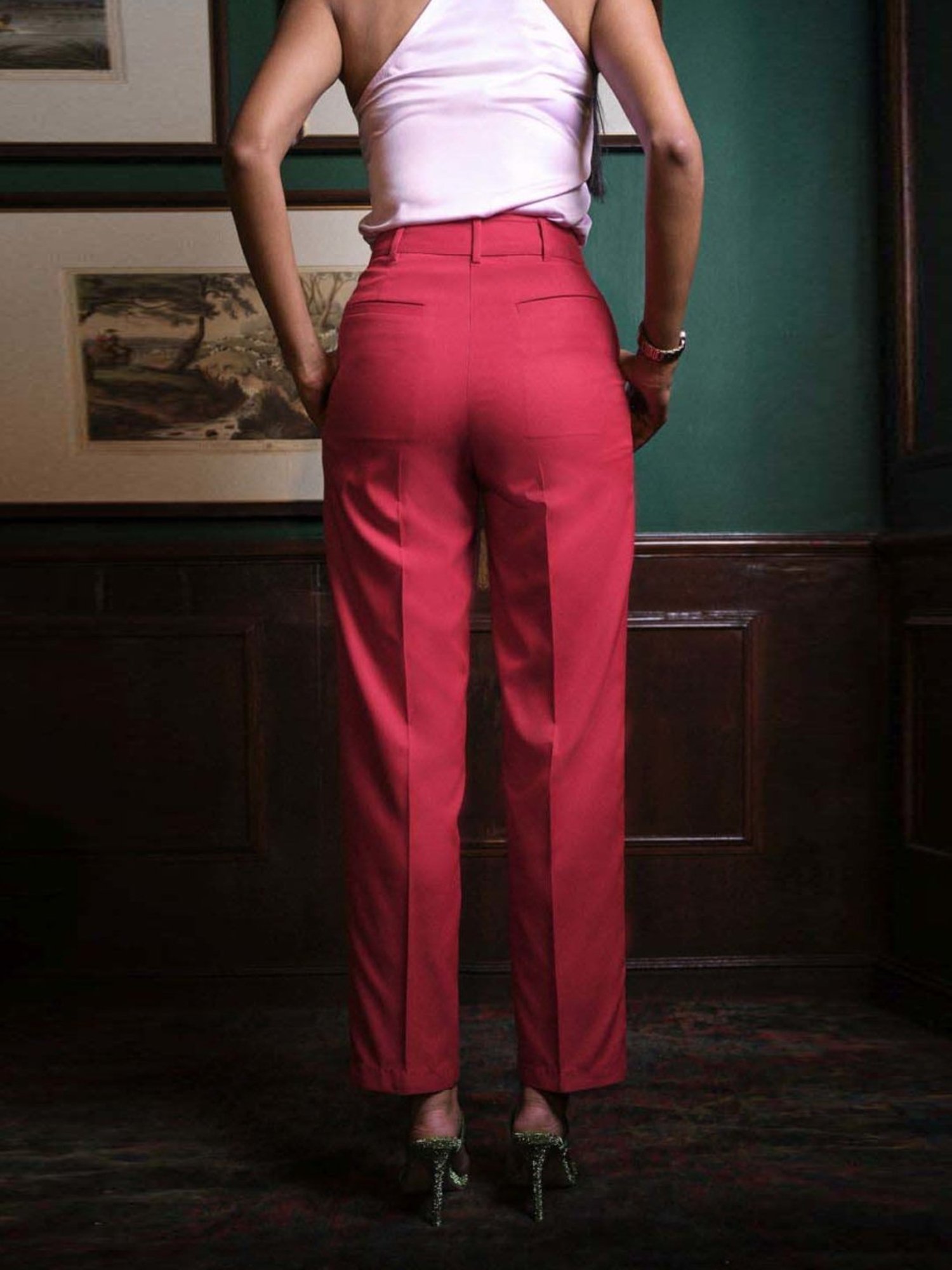 Qua Pinot Noir Red Club 82 Hi-Rise Straight Trousers