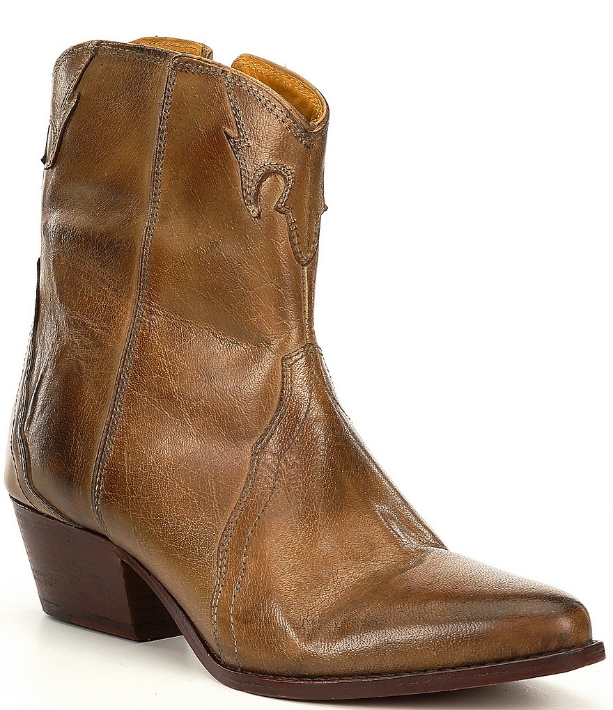 Free People New Frontier Leather Block Heel Western Booties