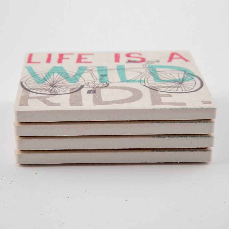 4pk Ceramic Wild Ride Bicycle Print Coasters - Thirstystone
