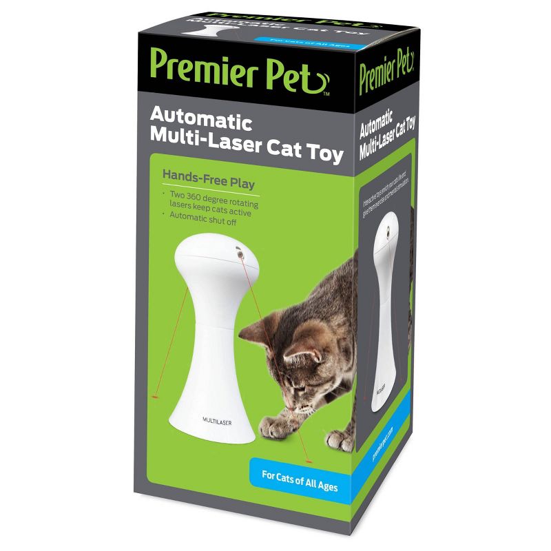 Premier Pet Automatic Multi-Laser Cat Toy - White
