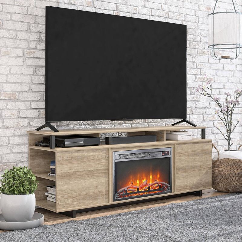 23"x14" Electric Fireplace Insert with Mesh Front Black - Room & Joy
