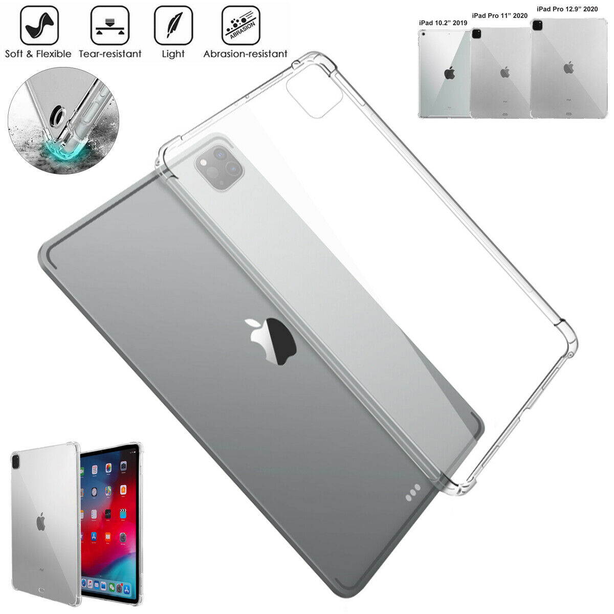 iPad Pro 12.9  Clear Case TPU Silicone Protective Case