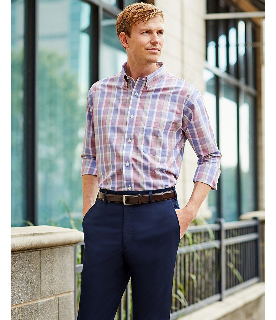 Cutter & Buck Versatech Pinstriped Long-Sleeve Dress Shirt