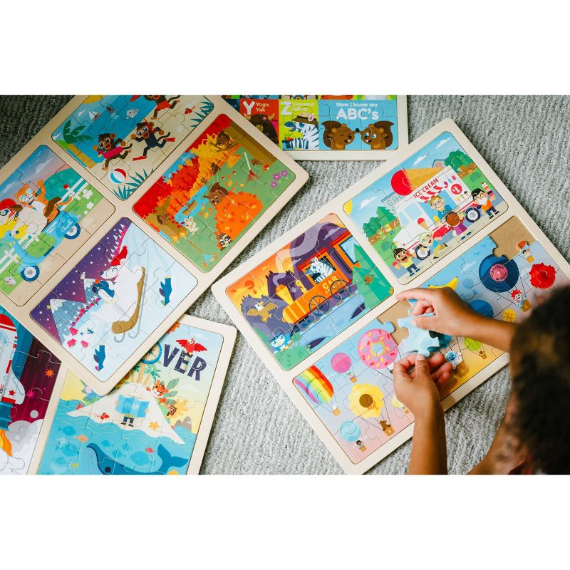 Chuckle & Roar Wooden Jigsaw Puzzle Set - 10pk