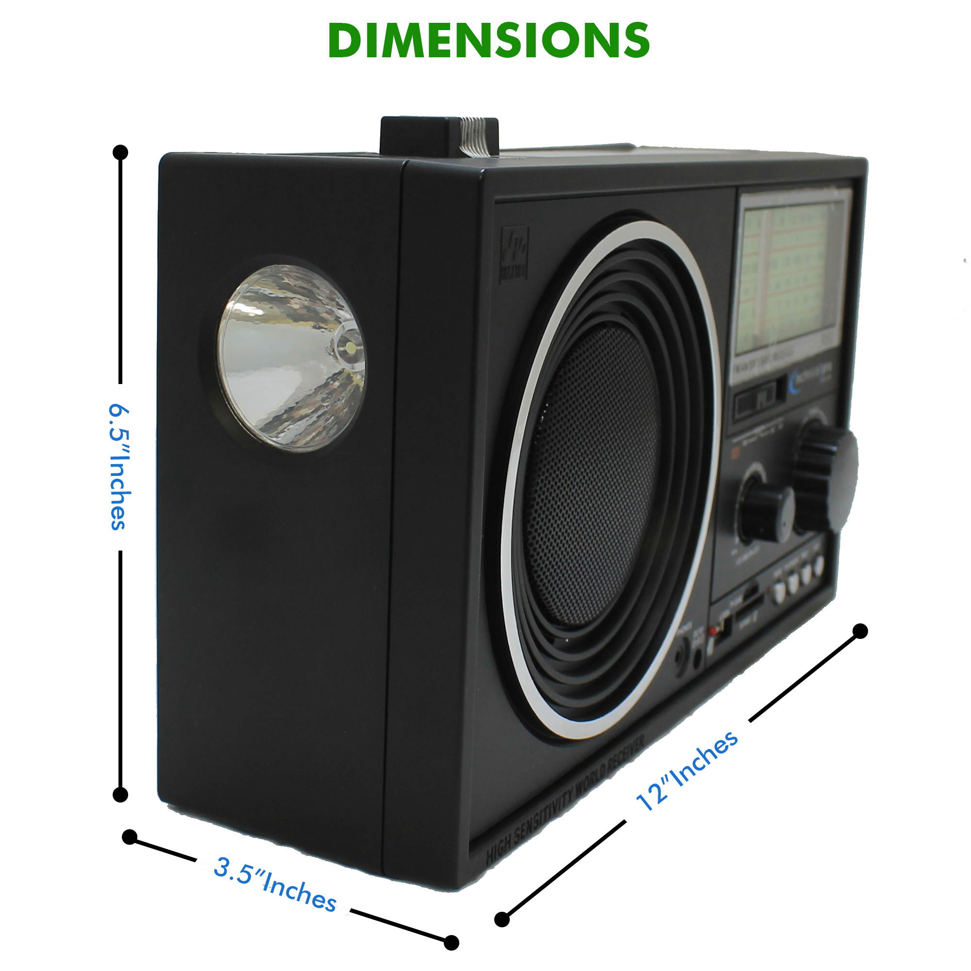 Technical Pro Portable Handheld Rechargeable Shortwave AM FM Dial Radio Speaker With USB SD Input, The Ultimate Solar Powered Radio For Anyone On The Go