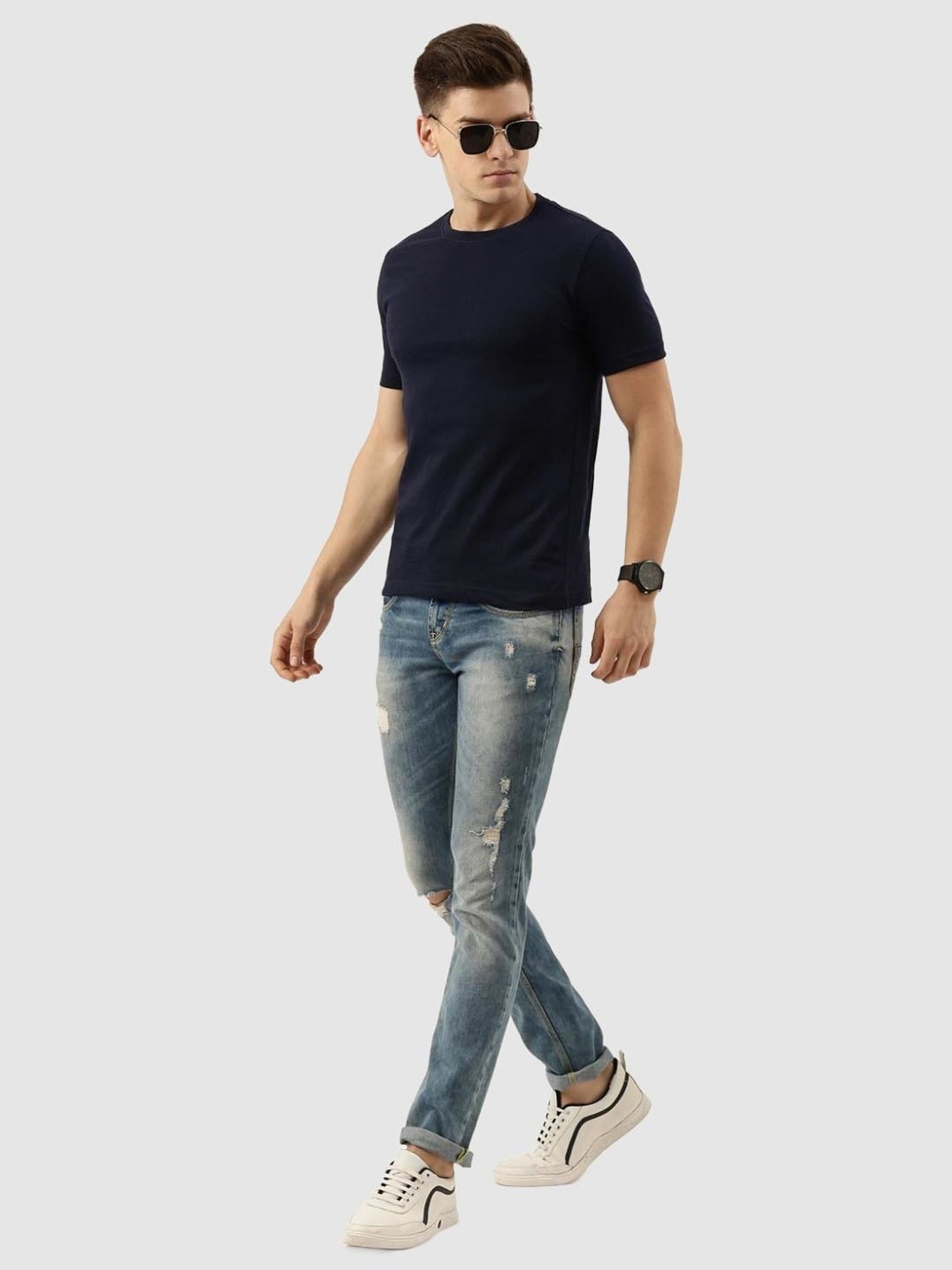 Bene Kleed Navy Blue Regular Fit T-Shirt