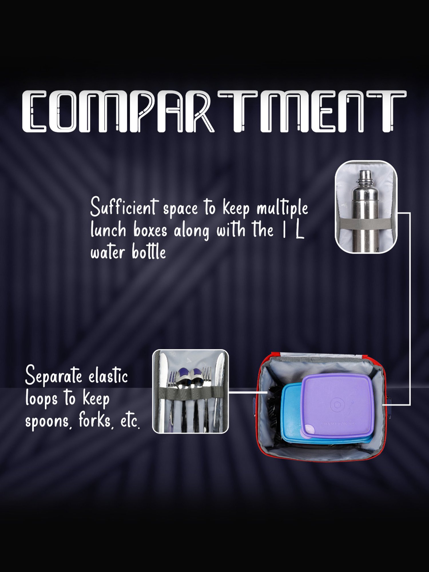 F Gear Ramen Navy Red Medium Lunch Bag