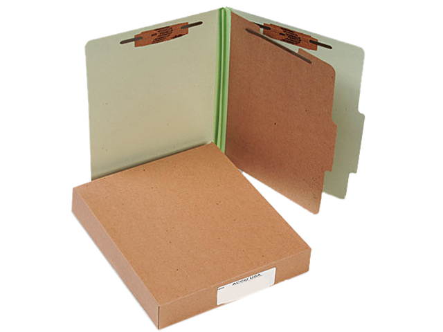 ACCO ACC15044 Pressboard 25-Pt Classification Folders, Letter, 4-Section, Leaf Green, 10/Box