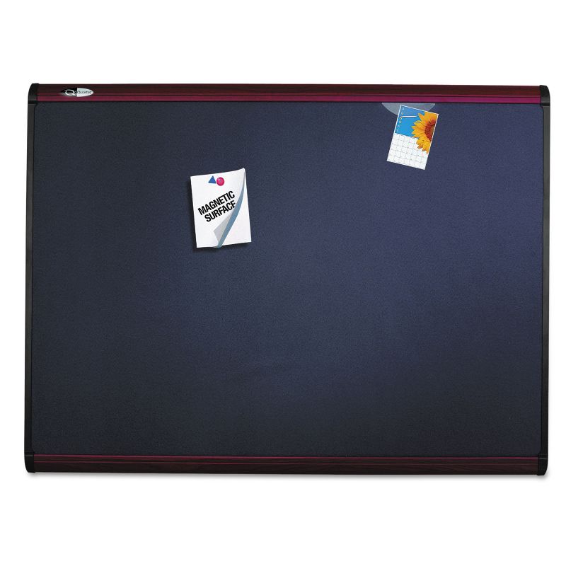 Quartet Prestige Plus Magnetic Fabric Bulletin Board 48 x 36 Mahogany Frame MB544M