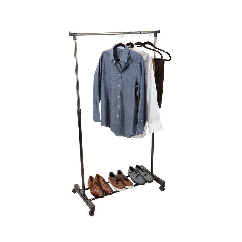 Simplify Single Tier Adjustable Height Rolling Garment Rack