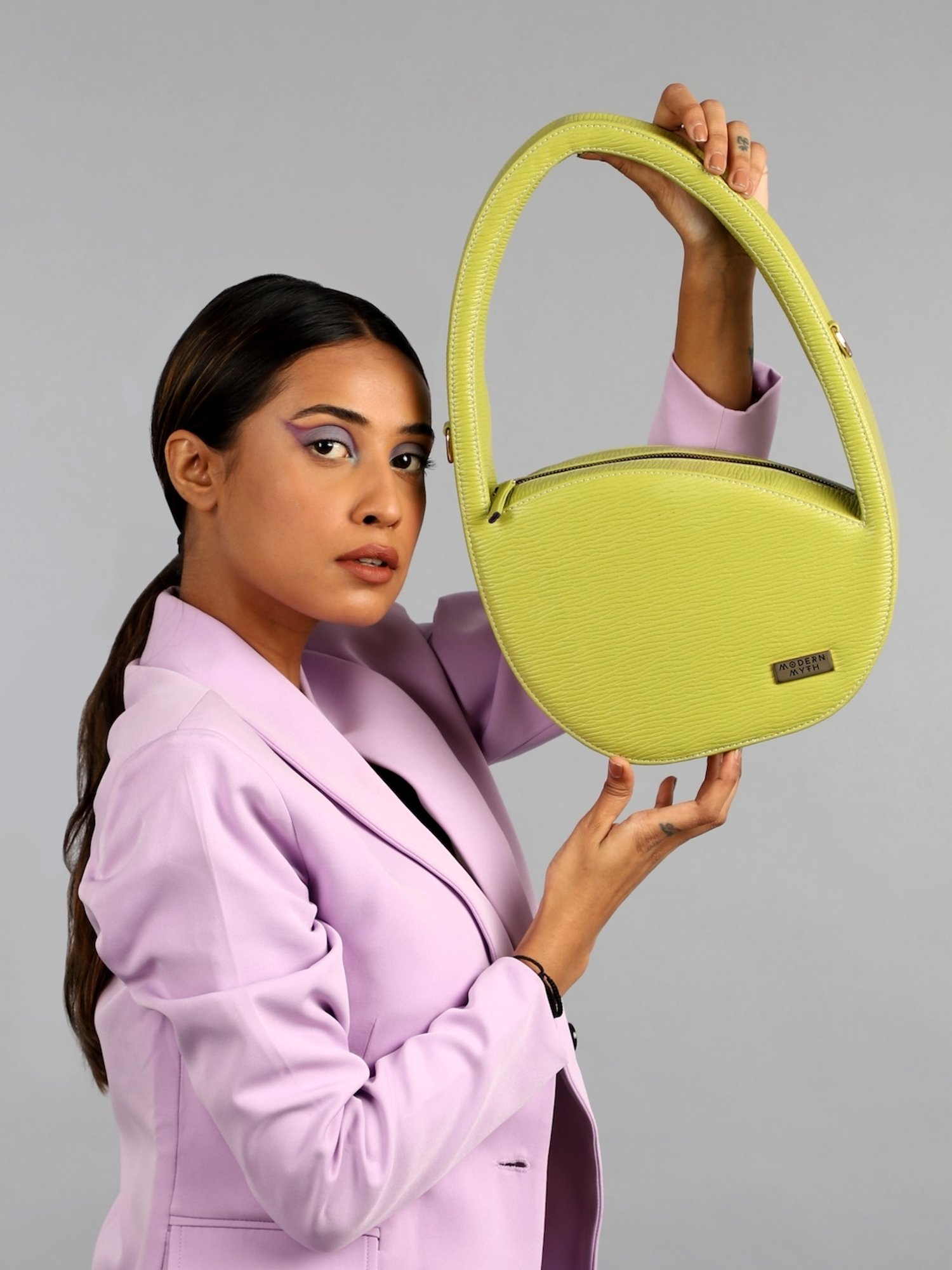 Modern Myth Lime Textured Large Handbag