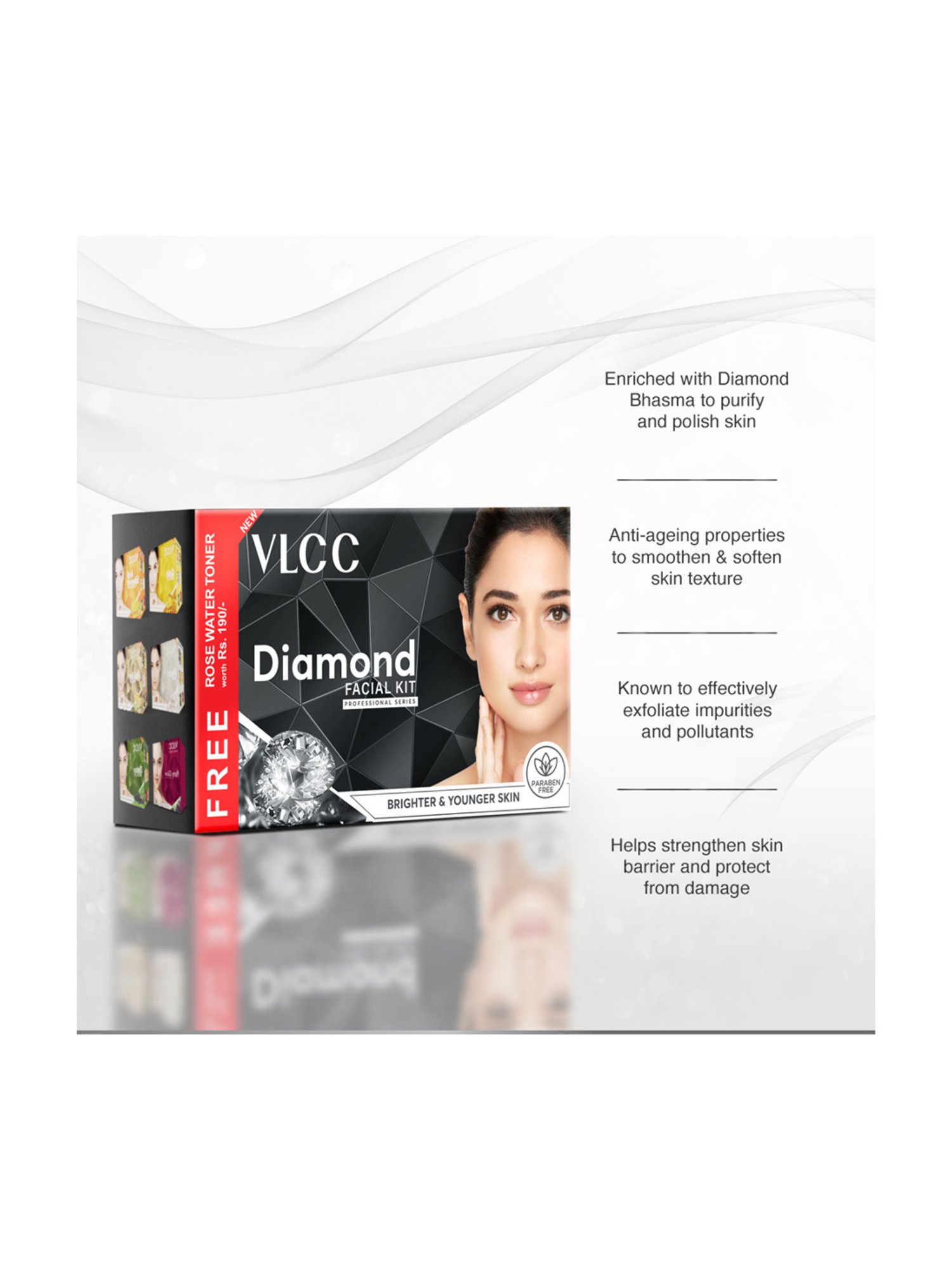 VLCC Gold Facial Kit & Diamond Facial Kit with Free Rose Water Toner