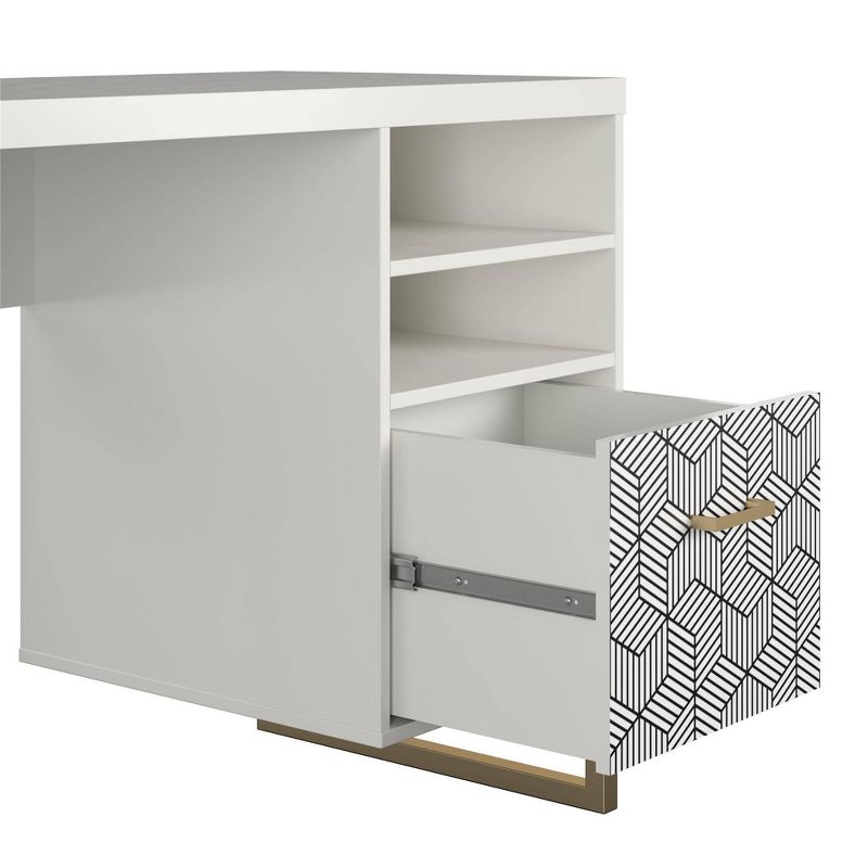 Scarlett Single Pedestal Desk White - CosmoLiving by Cosmopolitan