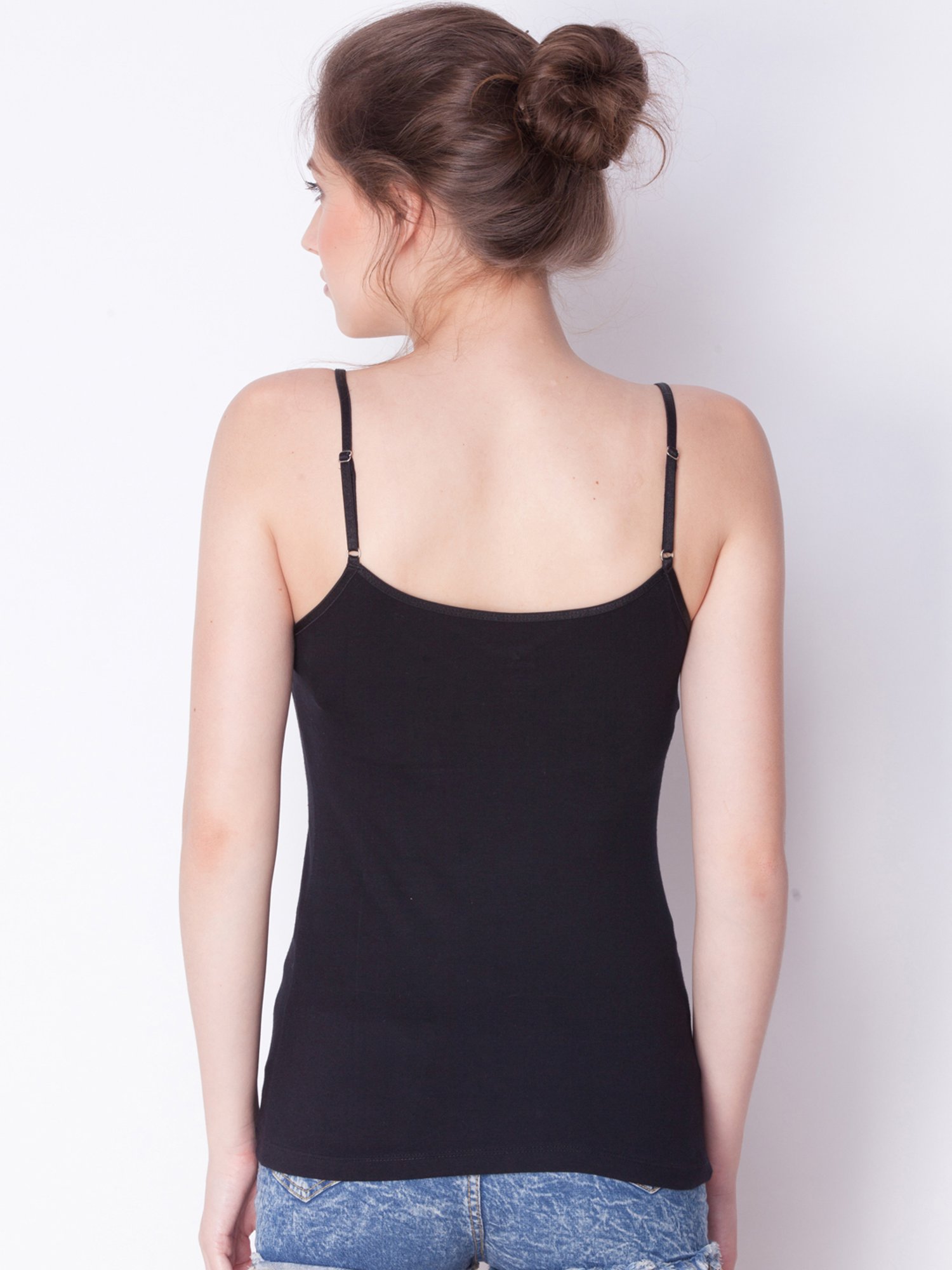 Dollar Missy Black Cotton Camisole - Pack of 5