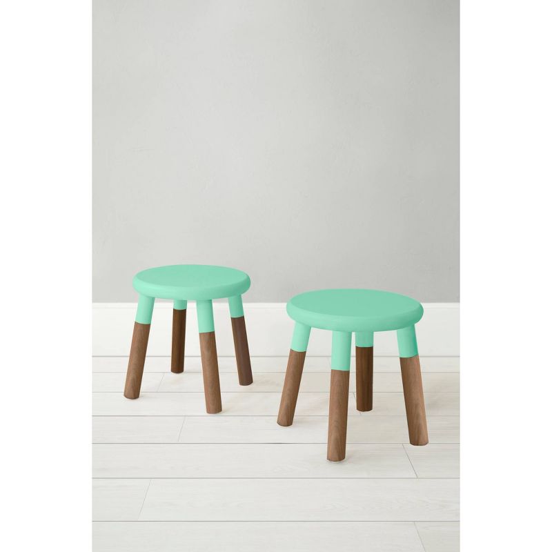 Set of 2 Peewee Wood Veneer Kids' Chairs Solid Walnut/Mint - Nico & Yeye